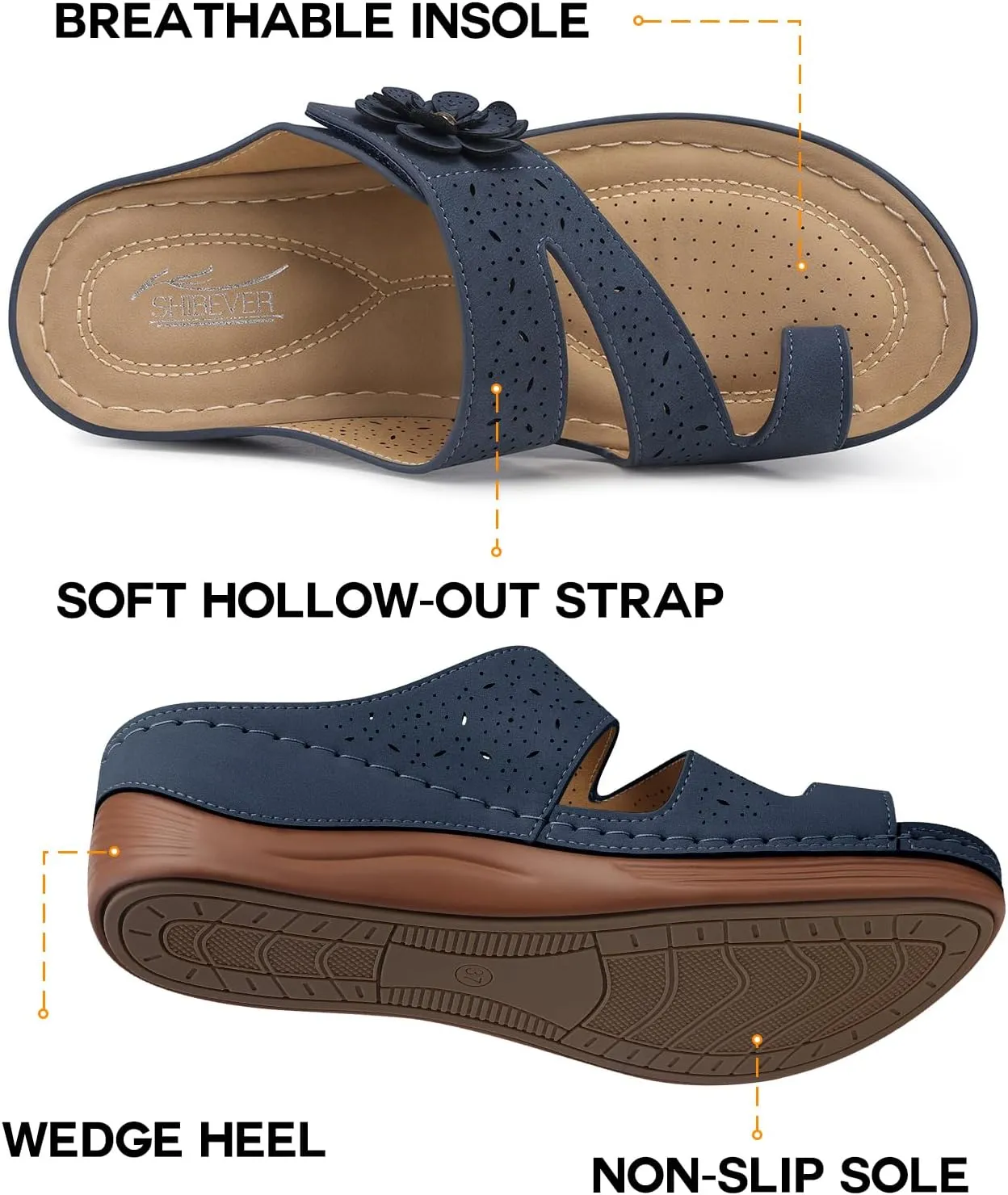 SHIBEVER Platform Flip Flops for Women: Comfortable Sandals for Women Dressy - Walking Summer Slip on Bunion Sandals