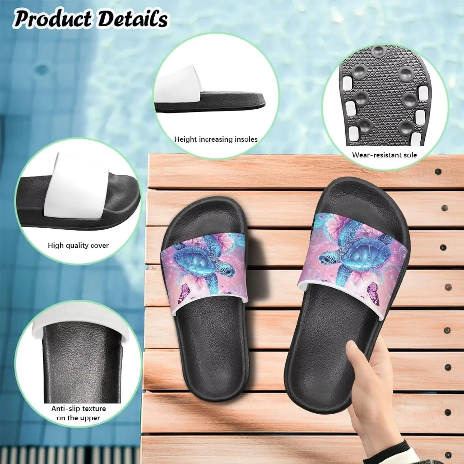 Slides for Boys Girls Quick Drying Kids Slides Sandals Non-Slip