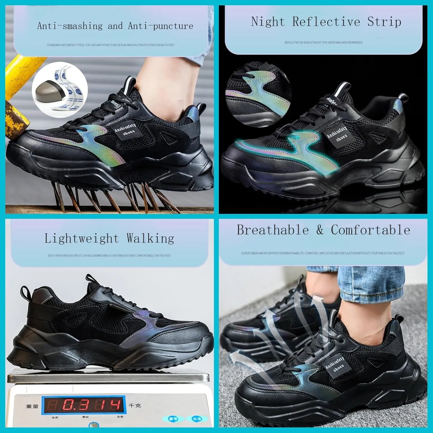 Steel Toe Work Boots for Women Waterproof Lightweight Slip-on Safety Shoes Industrial Construction Outdoor Sneakers