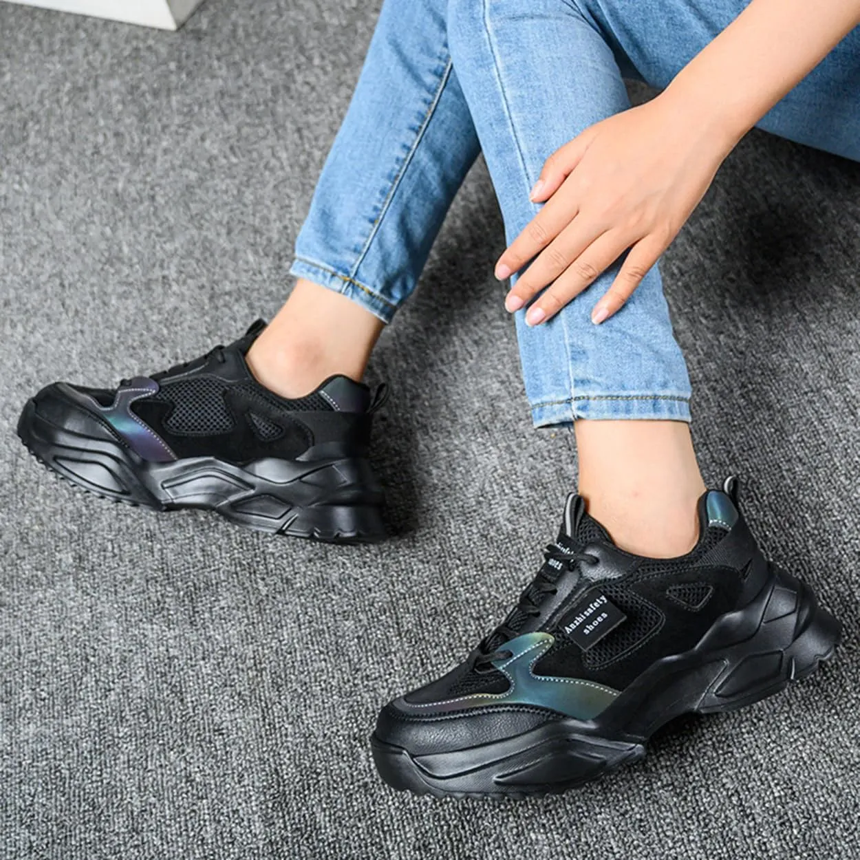 Steel Toe Work Boots for Women Waterproof Lightweight Slip-on Safety Shoes Industrial Construction Outdoor Sneakers