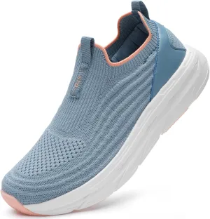 STQ Women's Slip on Sneakers Wide Toe Box Walking Tennis Shoes Cushion Sole Comfortable Orthopedic Arch Support Breathable Plantar Fasciitis Non-Slip Athletic Gym Workout Shoe
