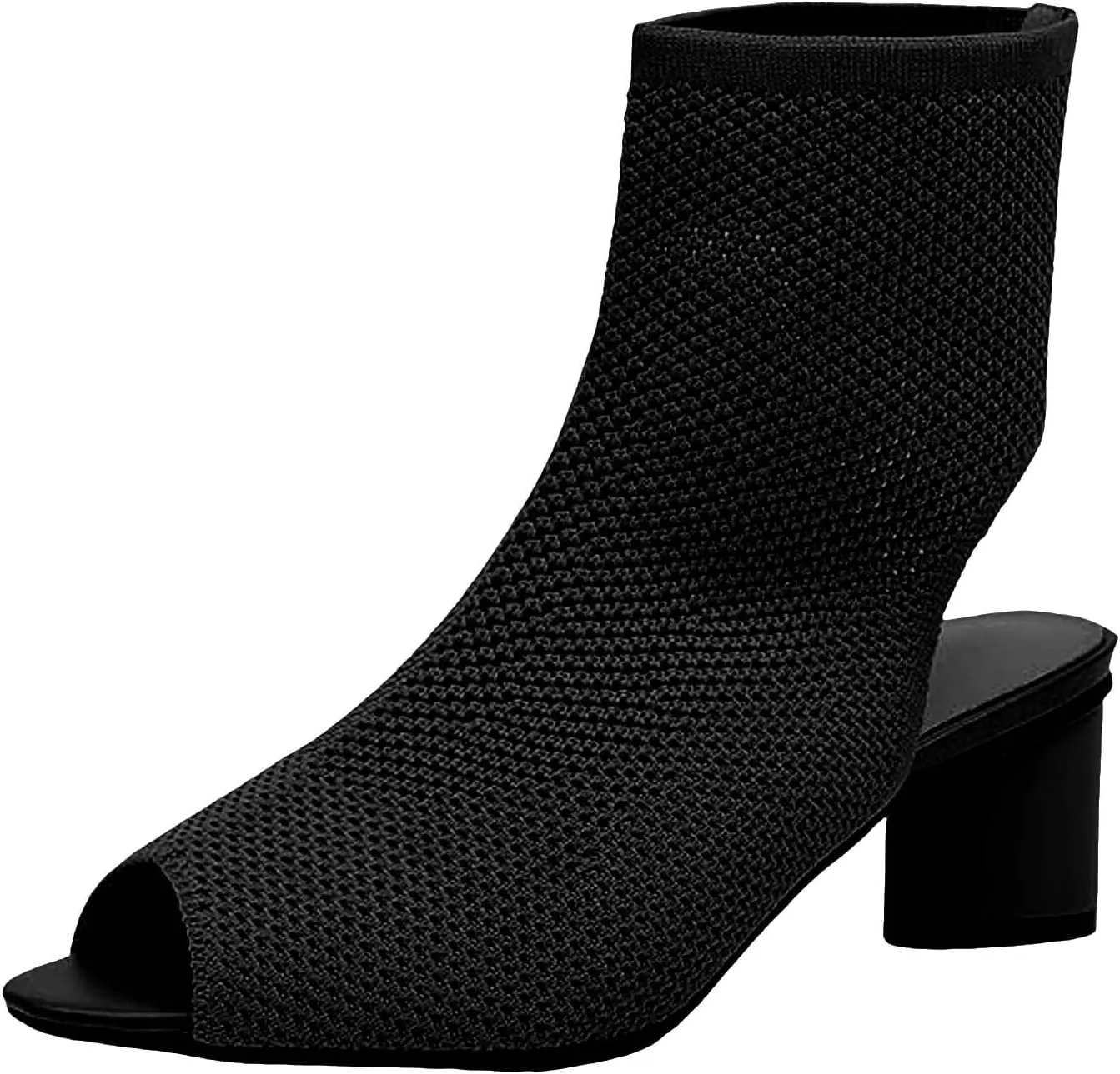 SuanlaTDS Women's Chunky Block Heels Sandals Dressy Summer 2025 Peep Toe Slingback Ankle Boots Elastic Slip-on Comfortable Outdoor Beach Slides Sexy High Heel Sandal for Wedding Party