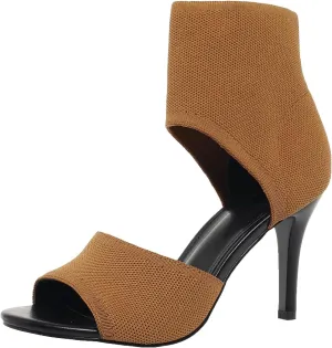 SuanlaTDS Women's High Heels Sandals Elastic Slip-on Summer Round Open Toe Wedding Party Shoes 2025 Elegant Stiletto Heel Comfortable Dressy Outdoor Sexy Heeled Slides Cutout Ankle Boots