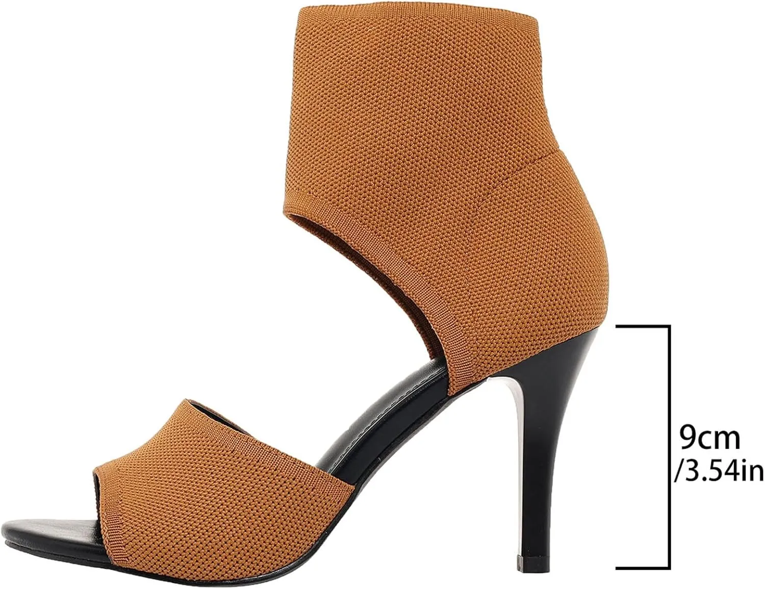 SuanlaTDS Women's High Heels Sandals Elastic Slip-on Summer Round Open Toe Wedding Party Shoes 2025 Elegant Stiletto Heel Comfortable Dressy Outdoor Sexy Heeled Slides Cutout Ankle Boots