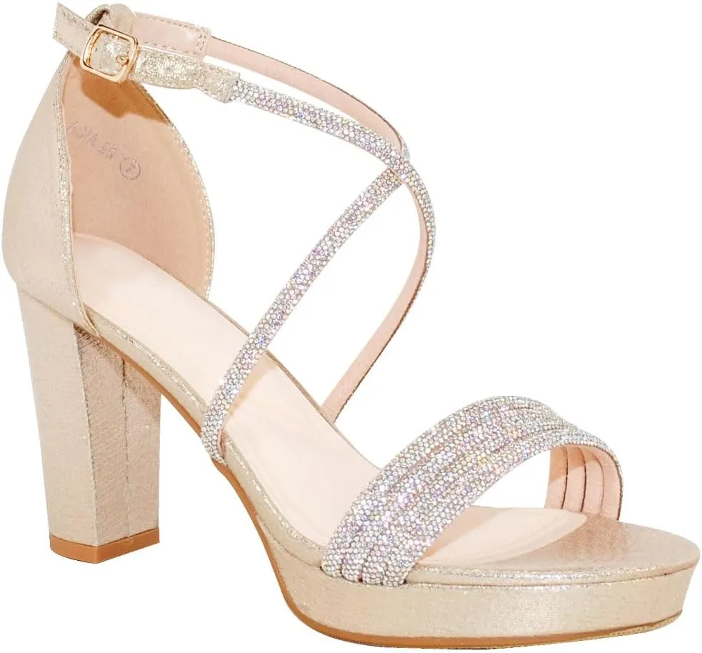 TRENDSUP Women's Hi-Chunk High Heel Pump Sandals