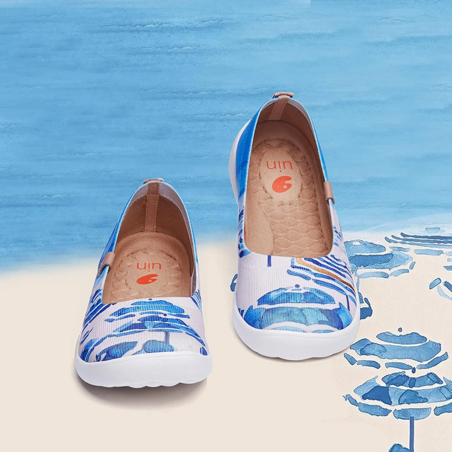 UIN Ballet Flats Shoes for Women Art Printed Wide Toe Casual Breathable Lightweight Slip On Women Loafers