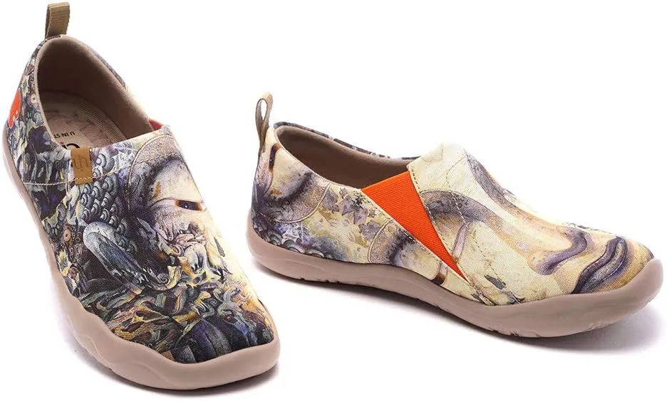 UIN Women's Art Painted Travel Shoes Slip On Casual Knit Loafers Lightweight Comfort Fashion Sneaker Constellation Toledo Ⅰ