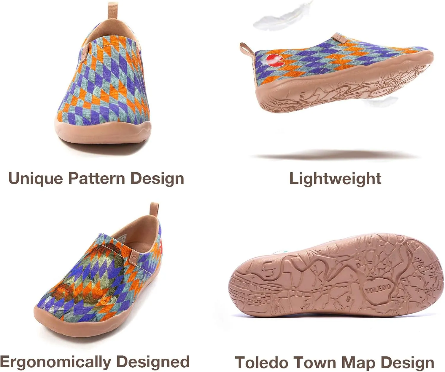 UIN Women's Art Travel Slip-On Shoes Casual Lightweight Breathable Flats Comfortable Loafers