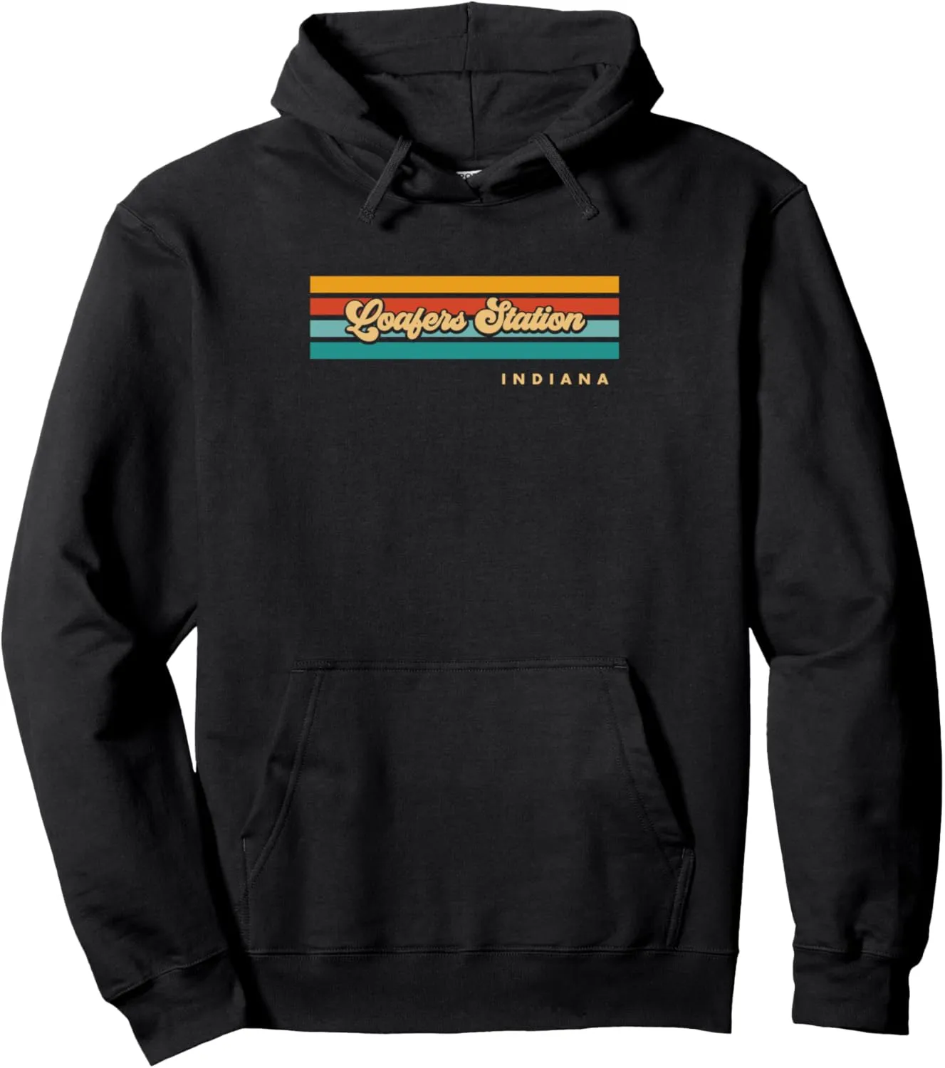 Vintage Sunset Stripes Loafers Station, Indiana Pullover Hoodie