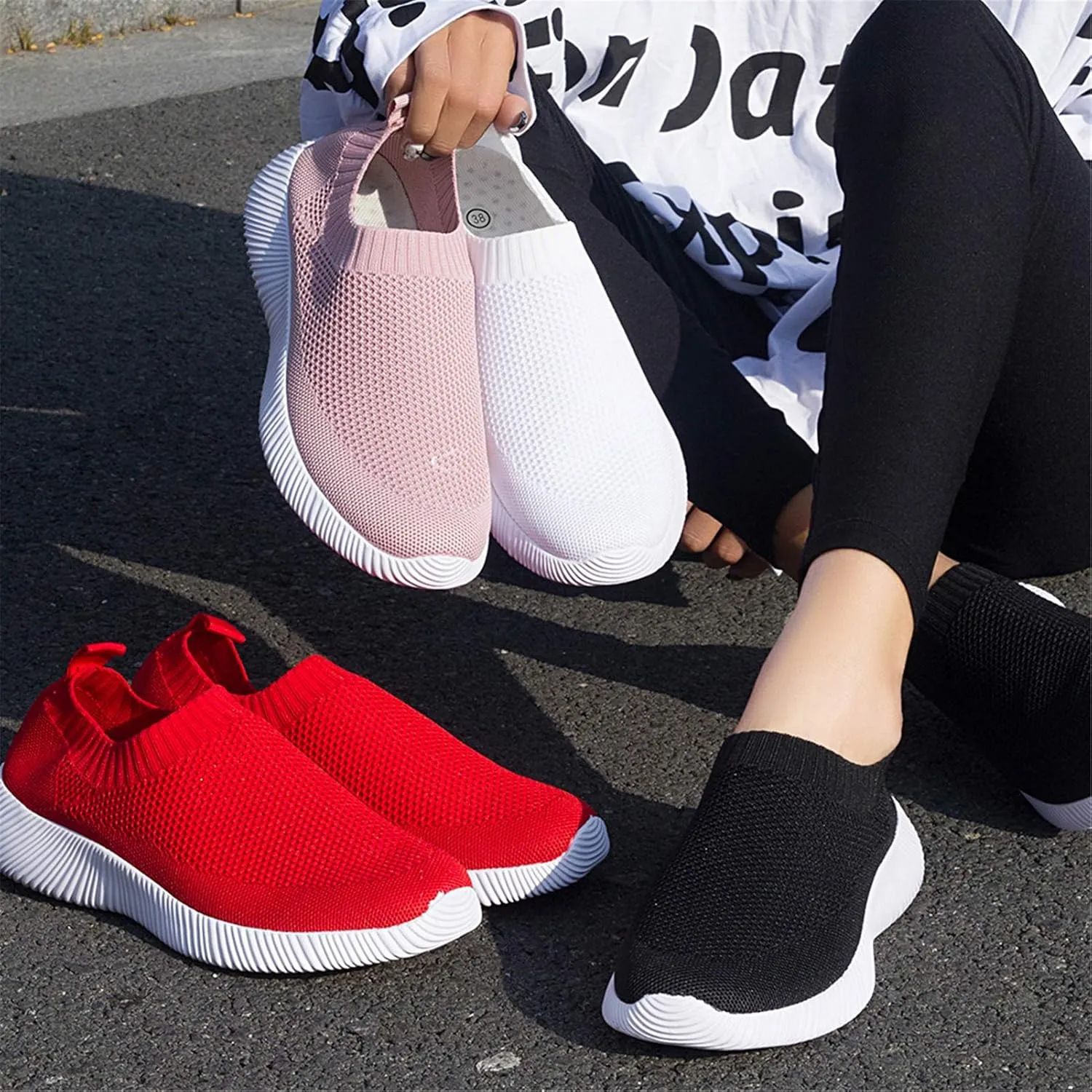 WILLFUN Women’s Mesh Walking Shoes-Slip On Breathable Sock Sneakers Lady's Flexible Lightweight Casual Athletic Easy Shoes