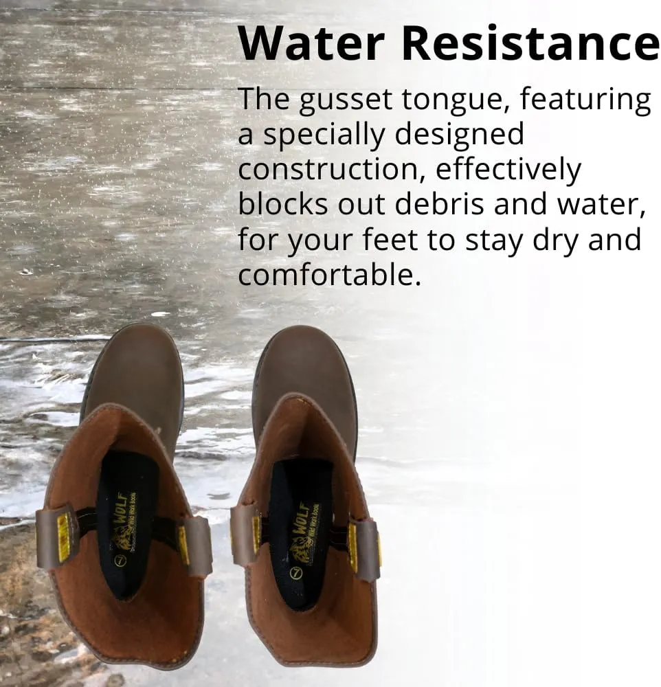 WOLF Work Boot | 100% Genuine Upper Leather | Oil, Heat, Chemical, Impact, Puncture Resistant | Electrical Hazards | Non-Slip Rubber Sole | Dual Pullers | Construction | Industrial PPE
