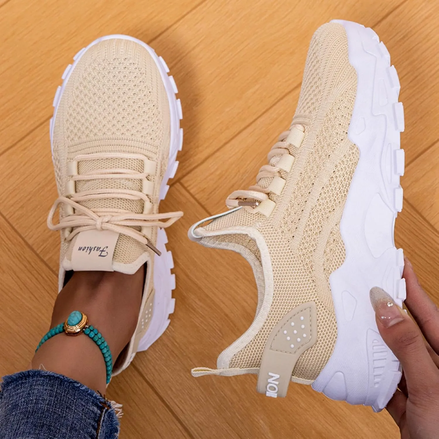 Women’s Casual Sneakers Slip-Resistant Lightweight Breathable Shoes for Walking, Gym, Travel | Flexible Sock Design with Abrasion-Resistant Sole
