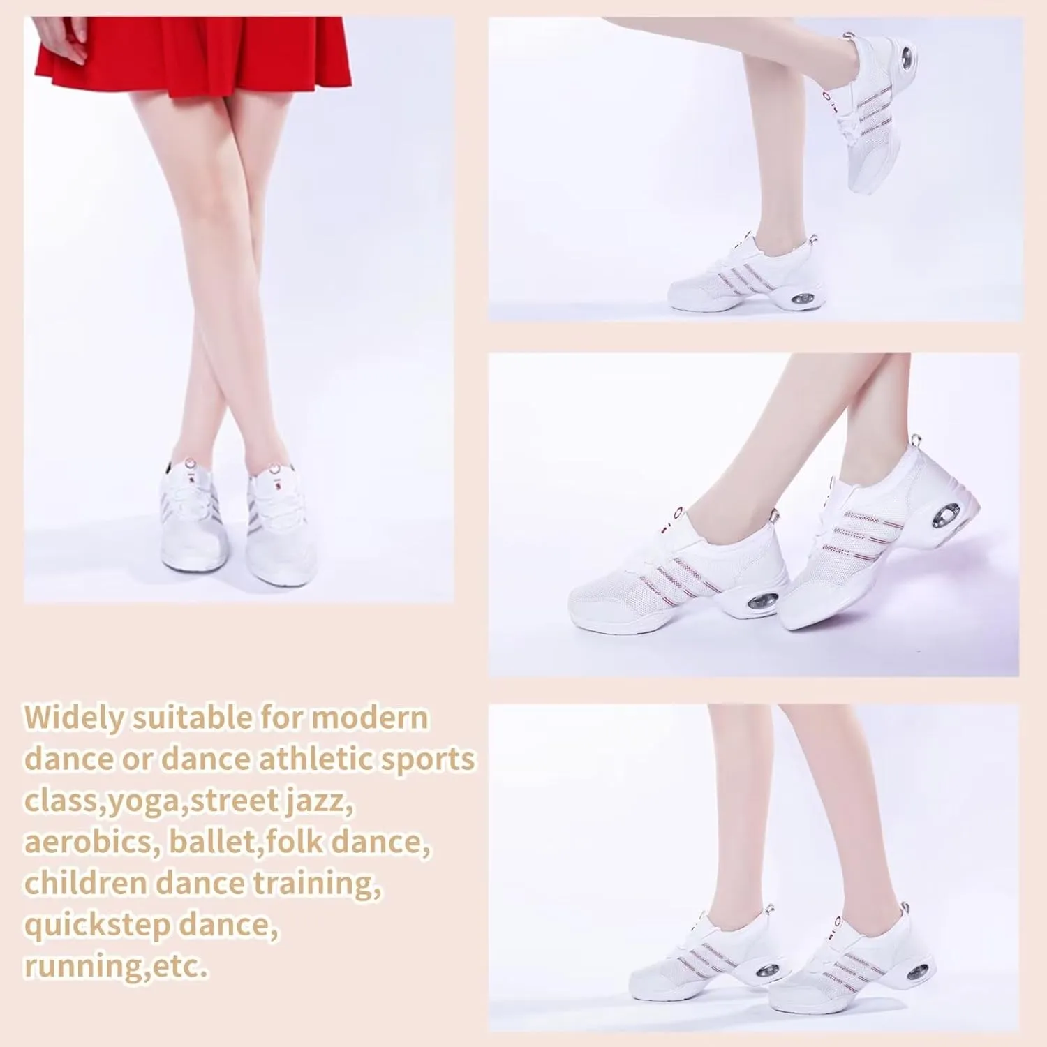 Women's Jazz Shoes Lace-up SneakersMesh Slip Thick Soled Jazz Dance Shoes Cushion Lady Girls Modern Breathable Air Cushion Split Sole Athletic Walking Dance Shoes