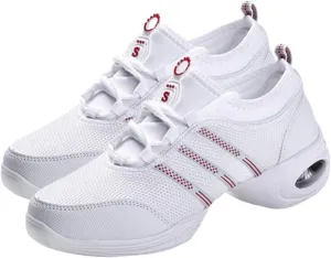 Women's Jazz Shoes Lace-up SneakersMesh Slip Thick Soled Jazz Dance Shoes Cushion Lady Girls Modern Breathable Air Cushion Split Sole Athletic Walking Dance Shoes
