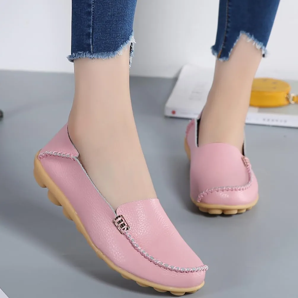 Womens Loafers Shoes Soft Leather Lightweight Classic Penny Slip-on Loafers Outdoor Indooor Walking Driving Moccasins Flats for Womens Nurse Casual Loafers Flats