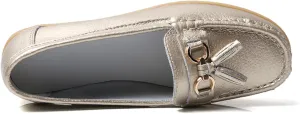 Women's Loafers Slip On Moccasins Casual Round Toe Soft Leather Lightweight Flats Driving Shoes Comfort Walking Shoes