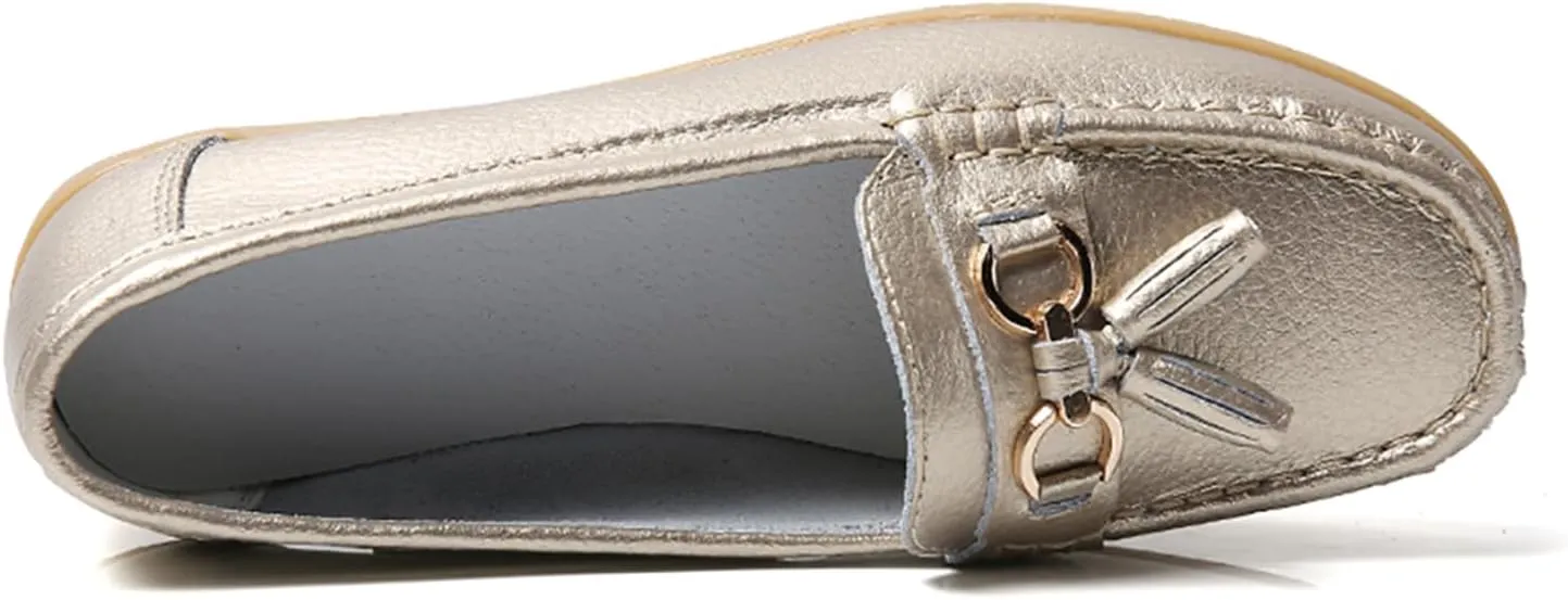 Women's Loafers Slip On Moccasins Casual Round Toe Soft Leather Lightweight Flats Driving Shoes Comfort Walking Shoes