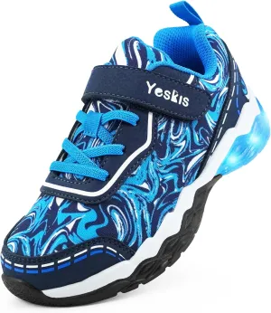 YESKIS Toddler Boys Girls Light Up Shoes LED Flashing Lightweight Mesh Breathable Adorable Running Sneakers for Toddler and Little Kid