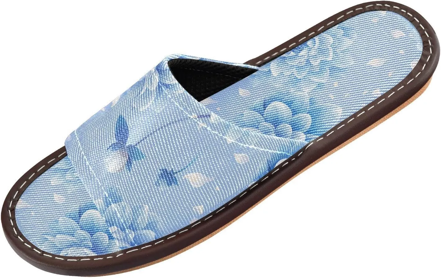Yuiboo Light Blue Floral Mens Bathroom Slippers Washable Slides Sandals for Beach Beach Beach