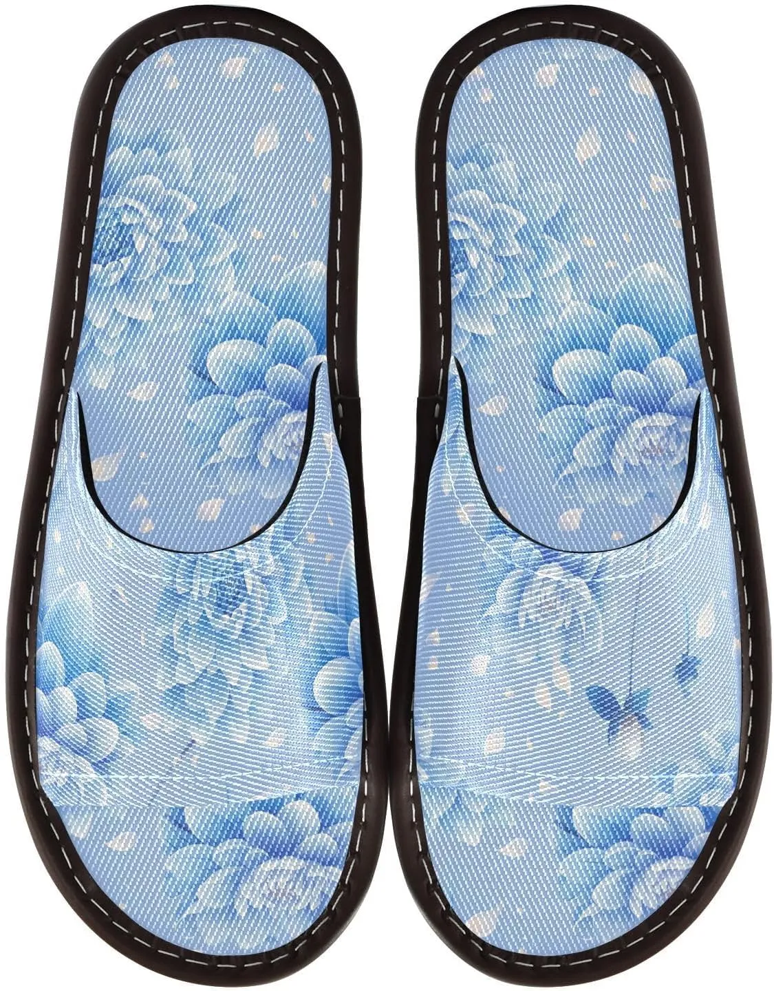 Yuiboo Light Blue Floral Mens Bathroom Slippers Washable Slides Sandals for Beach Beach Beach
