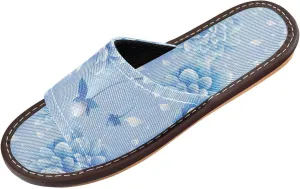 Yuiboo Light Blue Floral Mens Bathroom Slippers Washable Slides Sandals for Beach Beach Beach